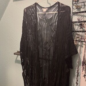 Maurices Black Open Weave Cardigan